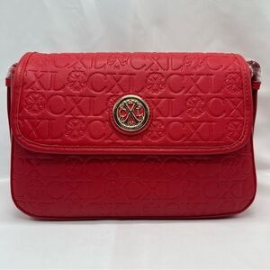NWT CXL by Christian Lacroix Clara Embossed Logo Shoulder Bag Red